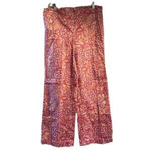 Lilly Pulitzer Floral Wide Leg Pants Pink Resort Beachy Coastal Sz 10